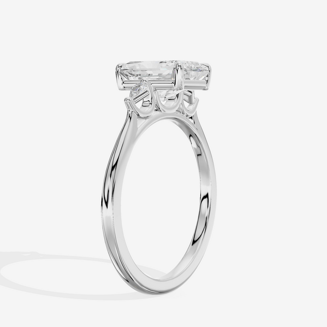 Petite Sincere Three Stone Radiant Engagement Ring (1/15 ct. tw.) in 18K White Gold