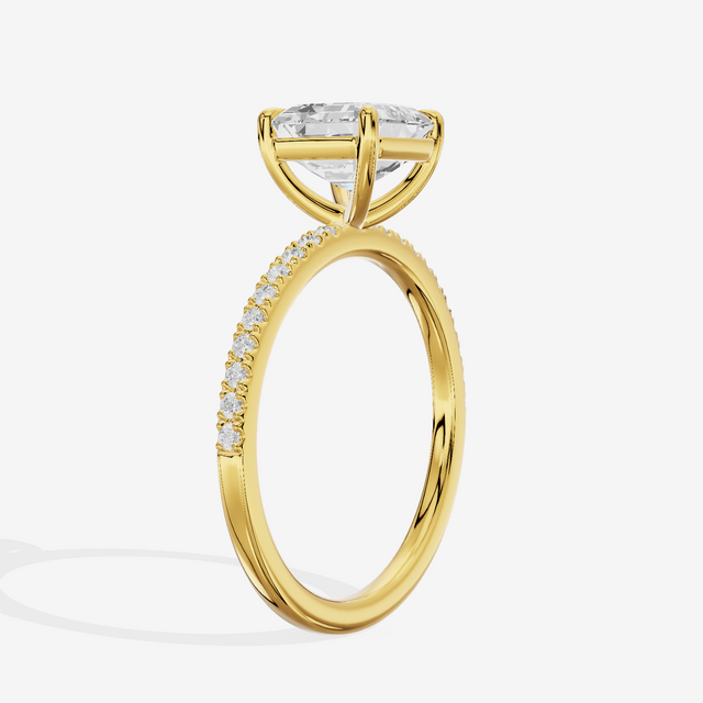 Tender Vowsae Asscher Engagement Ring with Side Stones (1/8 ct. tw.) in 18K Yellow Gold
