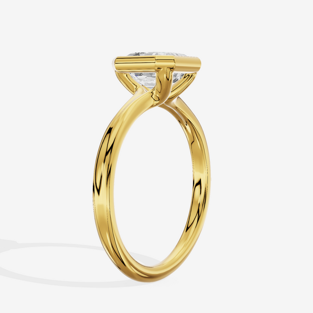 Coeurine Bezel 2mm Asscher Solitaire Engagement Ring in 18K Yellow Gold