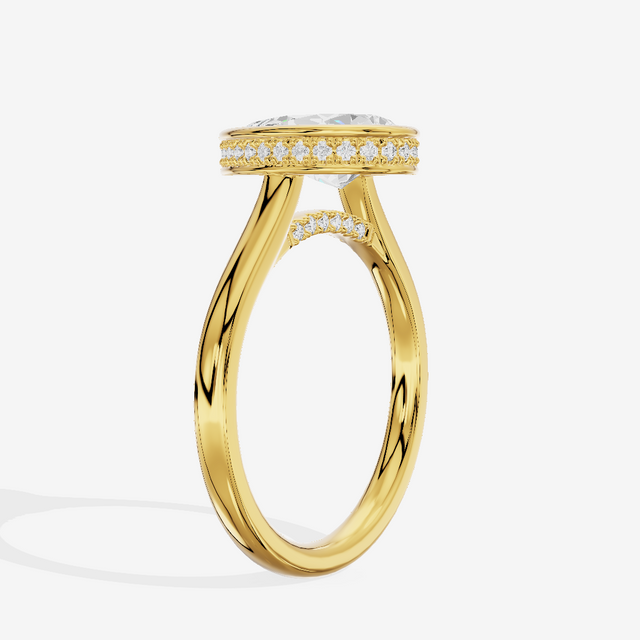 Sincere Hidden Halo Pear Engagement Ring (1/6 ct. tw.) in 14K Yellow Gold