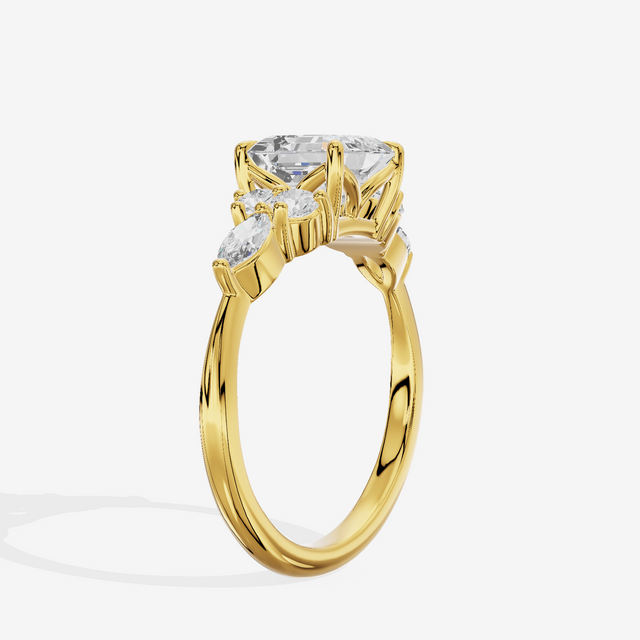 Luxe Vowsae Asscher Engagement Ring with Side Stones (2/5 ct. tw.) in 14K Yellow Gold