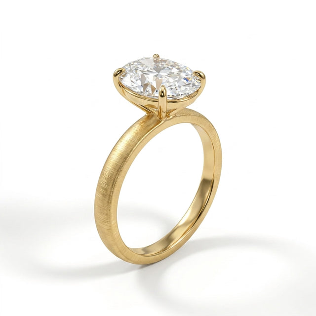 Solitaire Oval Engagement Ring (3.5 ct.) in 18K Yellow Gold