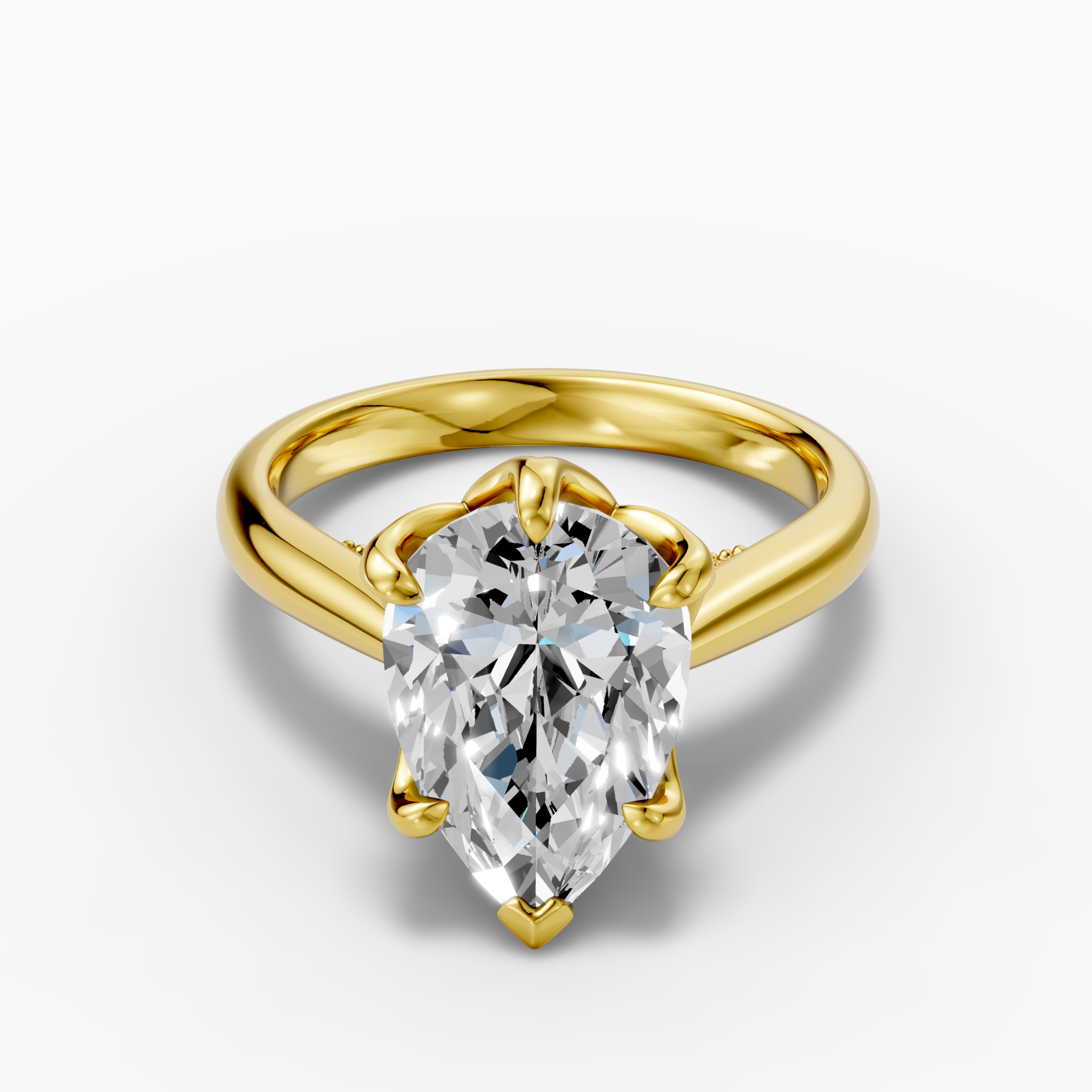 18k gold 5 carat Pear Cut lab-grown diamond ring