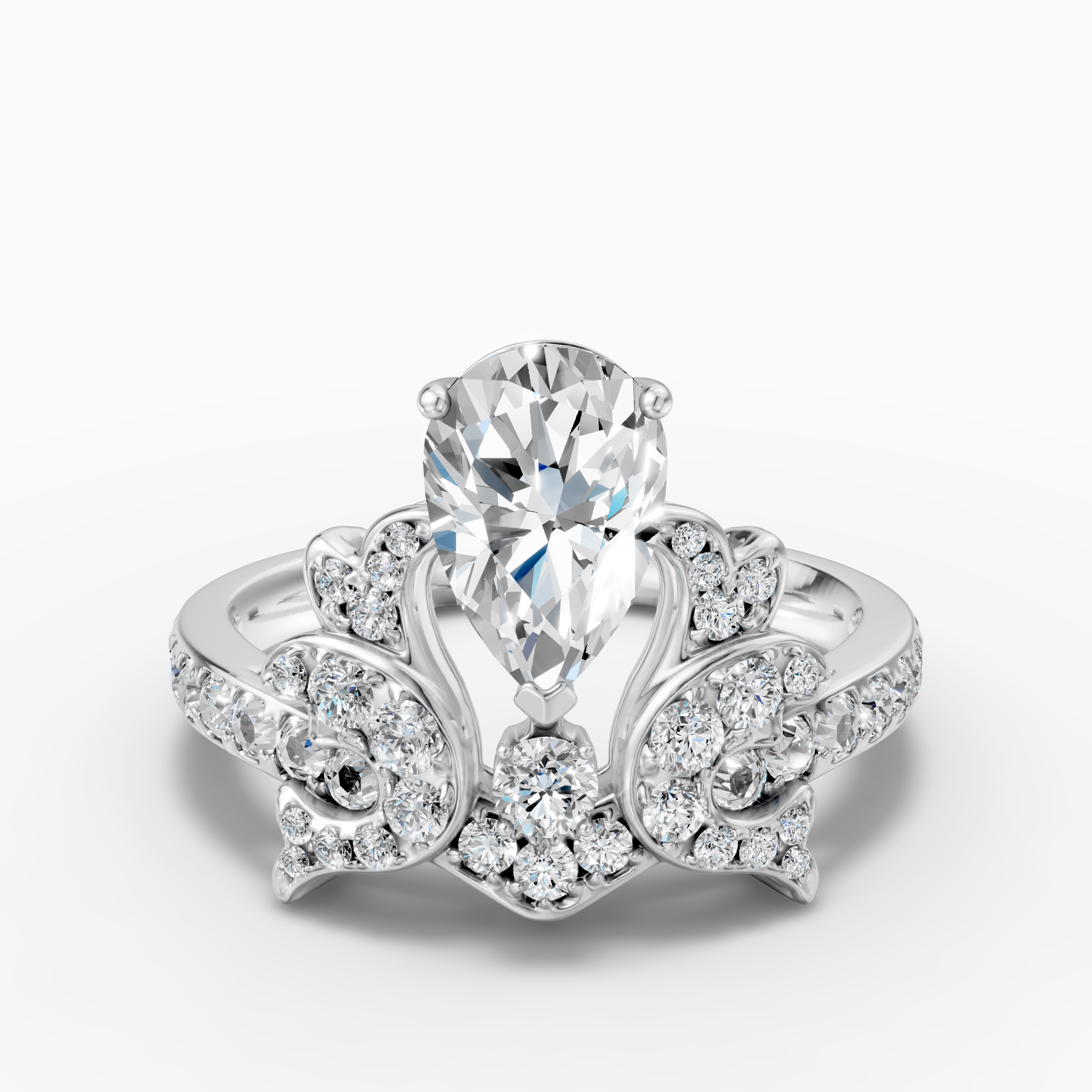 18K gold 1.1 carat pear-shaped hidden halo lab-grown diamond ring