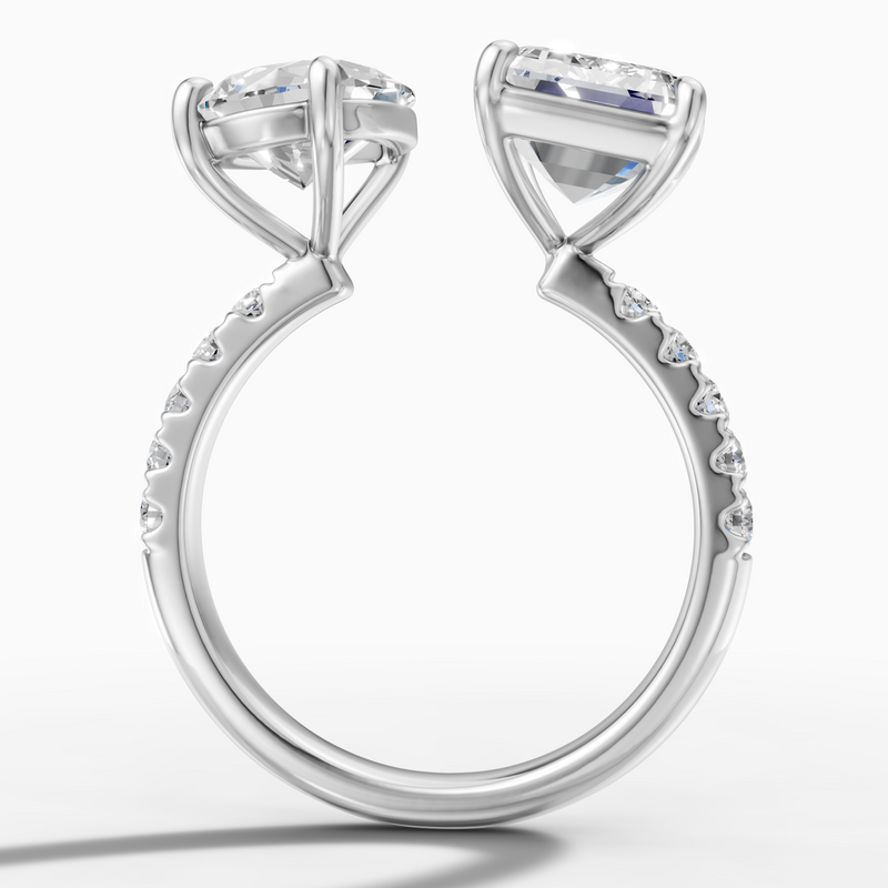 3.27 carat emerald Lab-Grown Diamond Toi et Moi Ring — 18K White gold