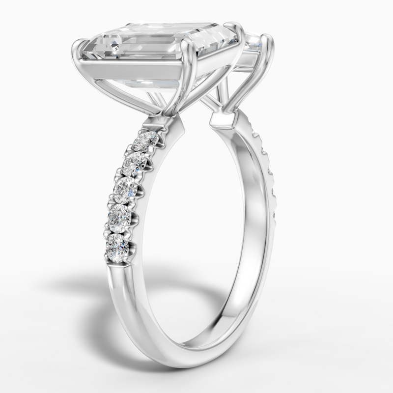 3.27 carat emerald Lab-Grown Diamond Toi et Moi Ring — 18K White gold