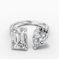 3.27 carat emerald Lab-Grown Diamond Toi et Moi Ring — 18K White gold