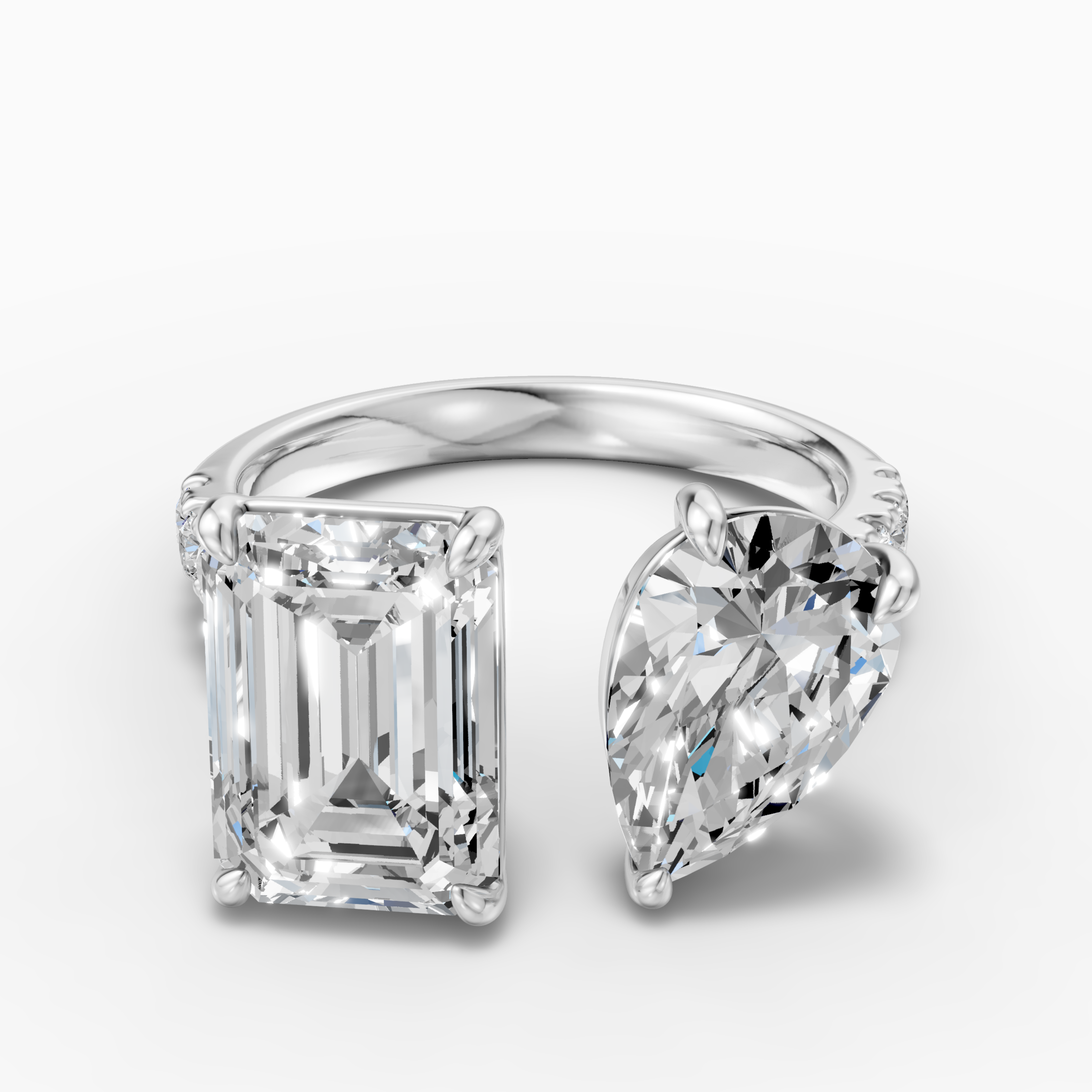 3.27 carat emerald Lab-Grown Diamond Toi et Moi Ring — 18K White gold