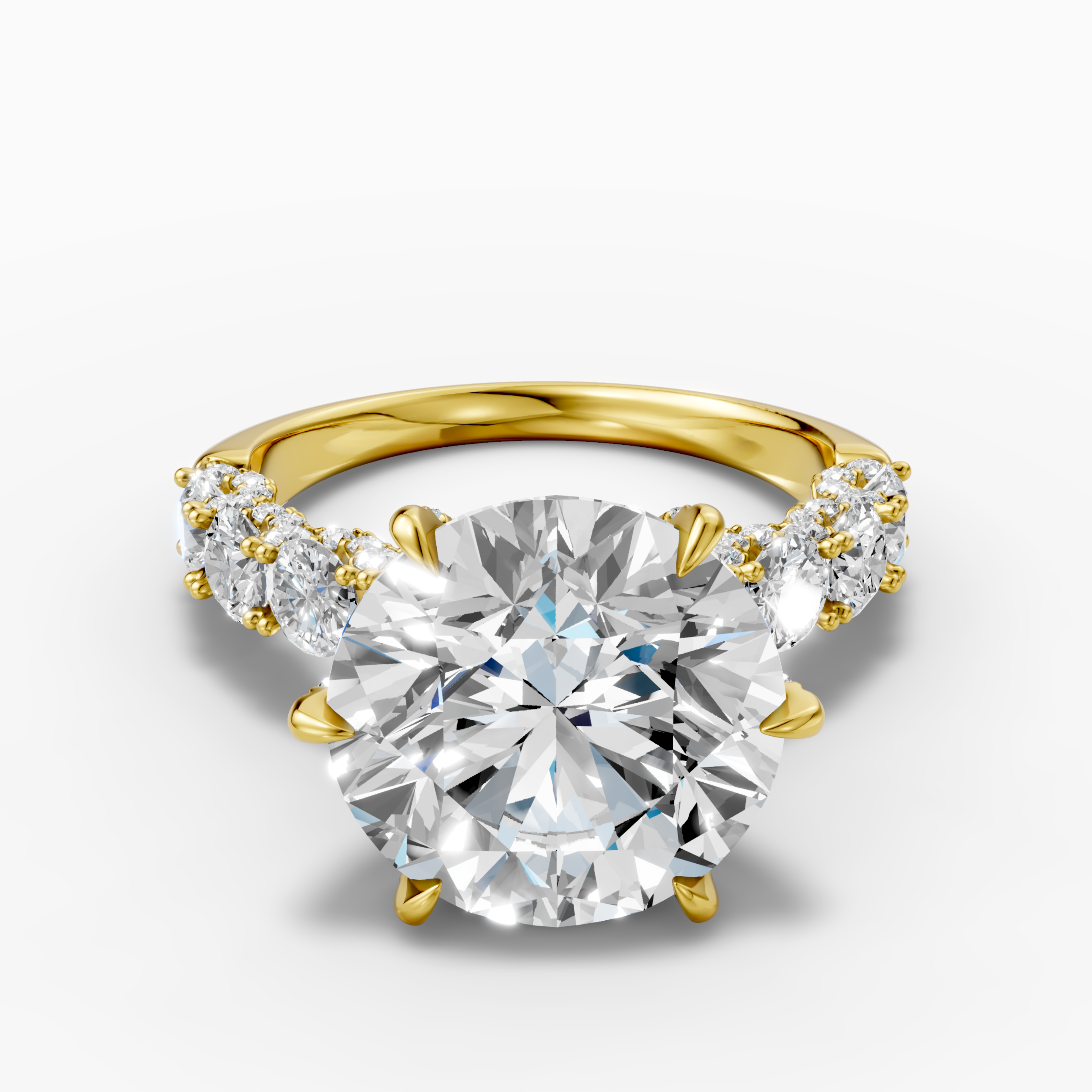 18K White Gold 5.09 Carat Round Hidden Halo Lab-Grown Diamond Ring