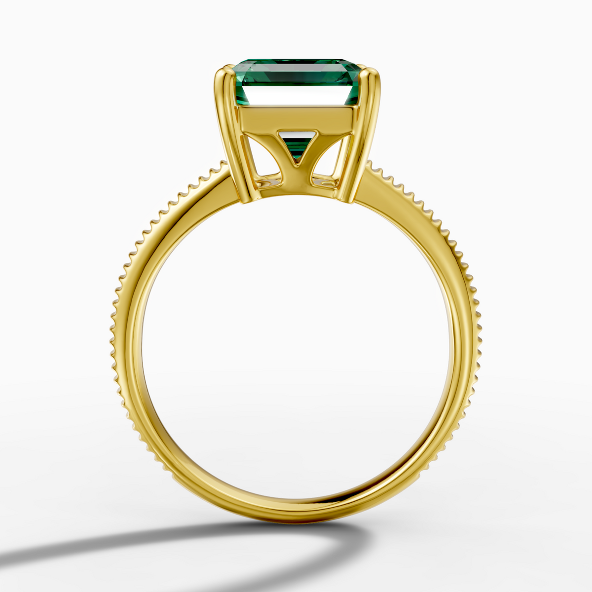 3.934-carat emerald Lab-Grown Diamond Knife-Edge Ring — 18K yellow gold