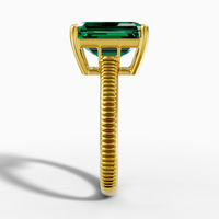 3.934-carat emerald Lab-Grown Diamond Knife-Edge Ring — 18K yellow gold