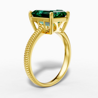3.934-carat emerald Lab-Grown Diamond Knife-Edge Ring — 18K yellow gold