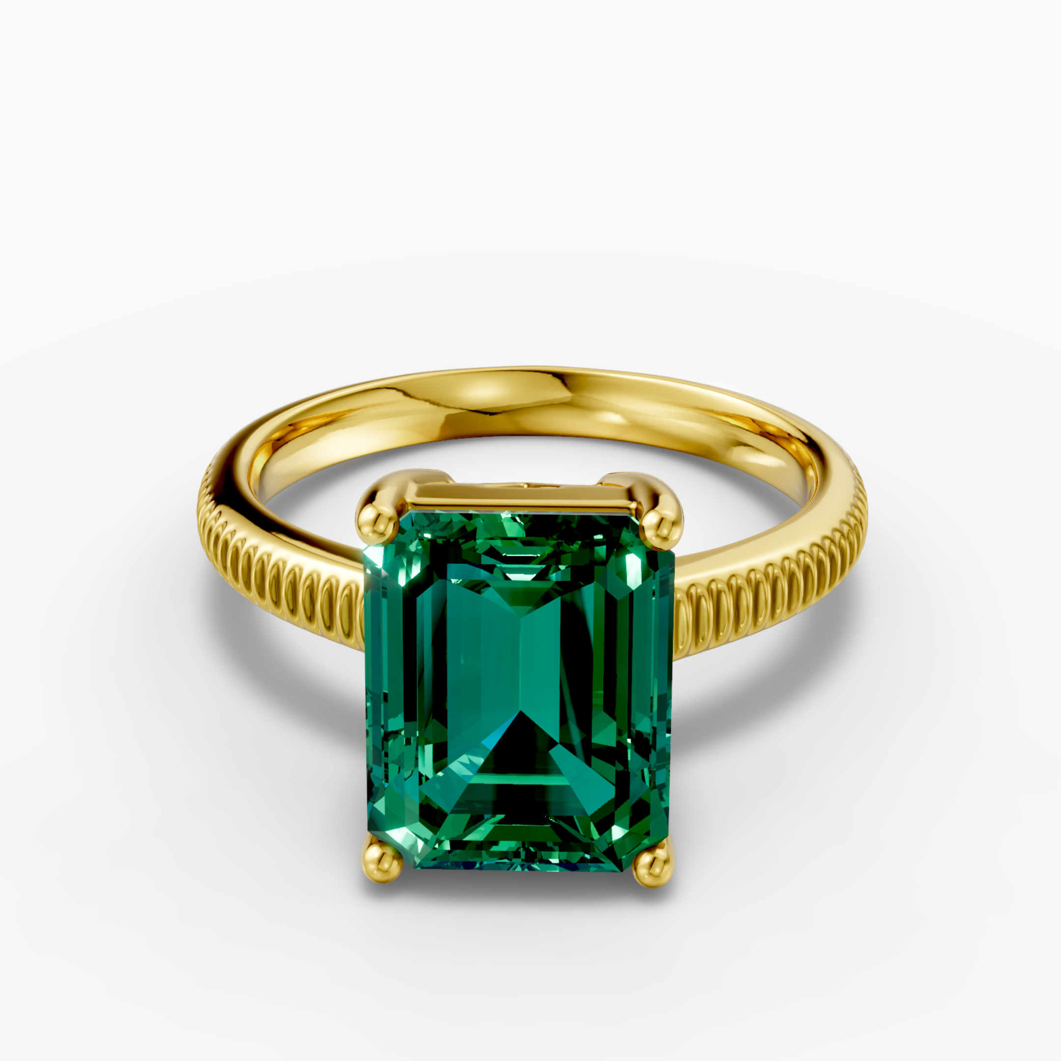 18K Yellow Gold 3.93 Carat Emerald Cut Lab-Grown Diamond Ring