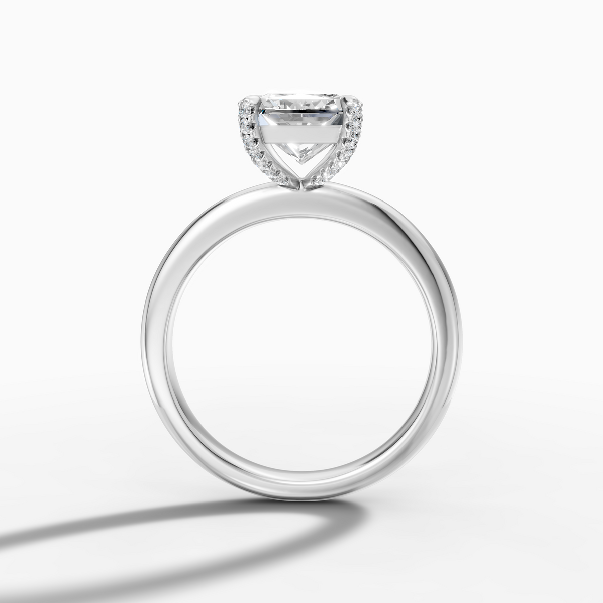 18k White Gold 3.06 Carat Radiant-Cut Hidden Halo Lab-Grown Diamond