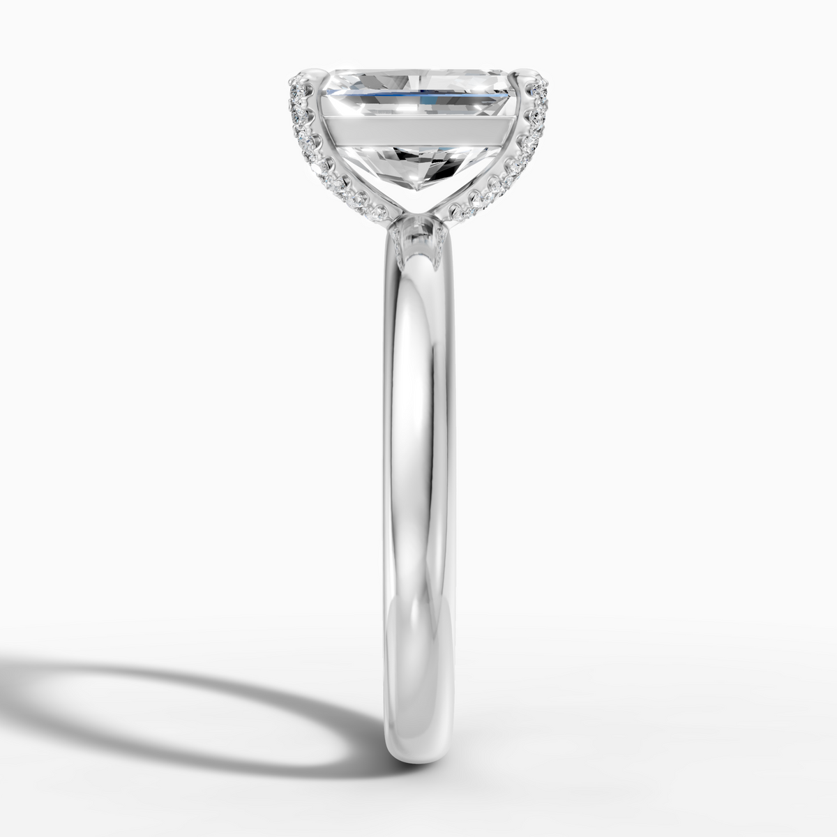18k White Gold 3.06 Carat Radiant-Cut Hidden Halo Lab-Grown Diamond