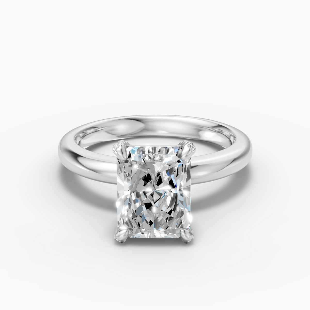 18k White Gold 3.06 Carat Radiant-Cut Hidden Halo Lab-Grown Diamond