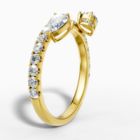 0.483 carat pear Lab-Grown Diamond Toi et Moi Ring —18K yellow gold