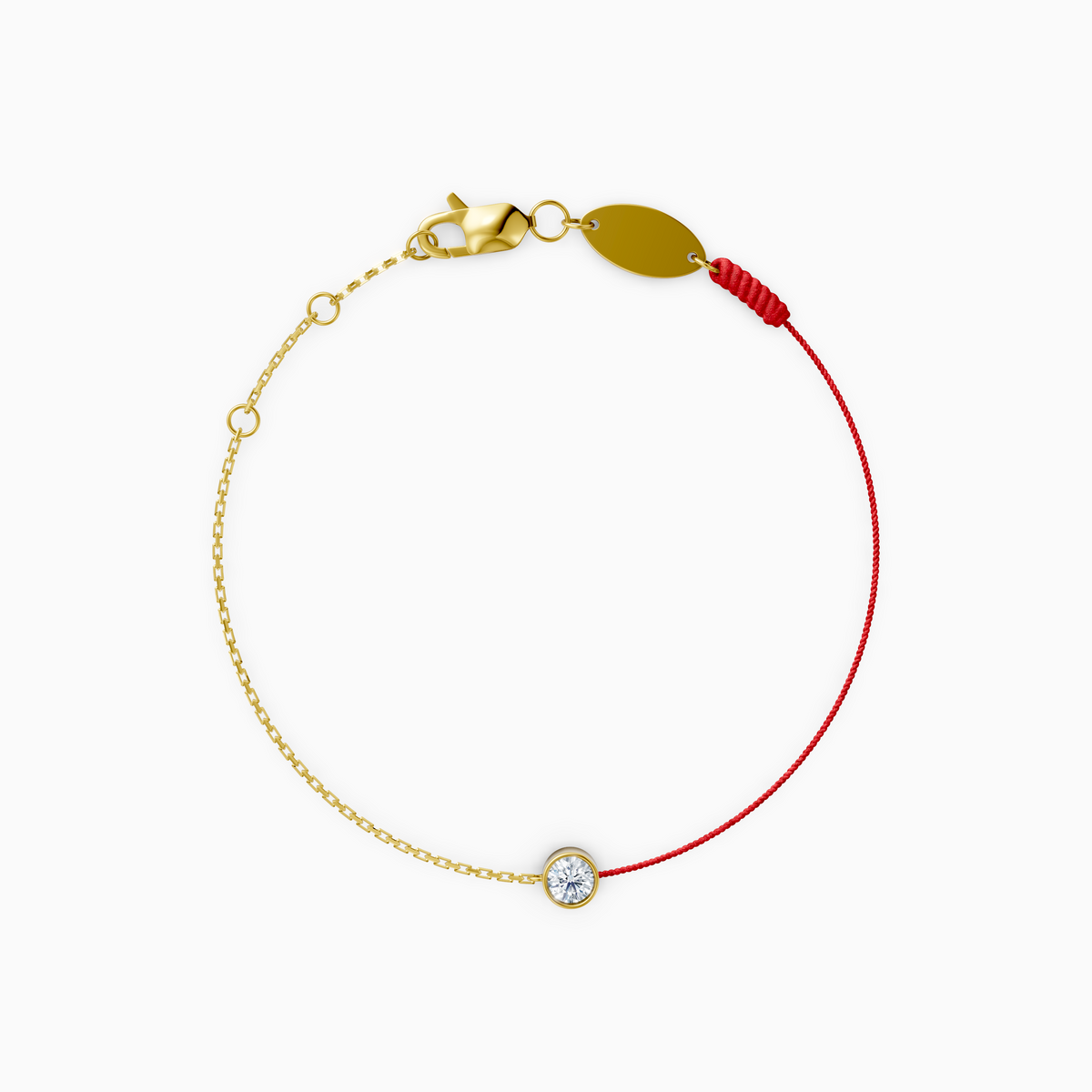 Lucky Red String Diamond Bracelet — 0.10ct Lab-Grown Diamond