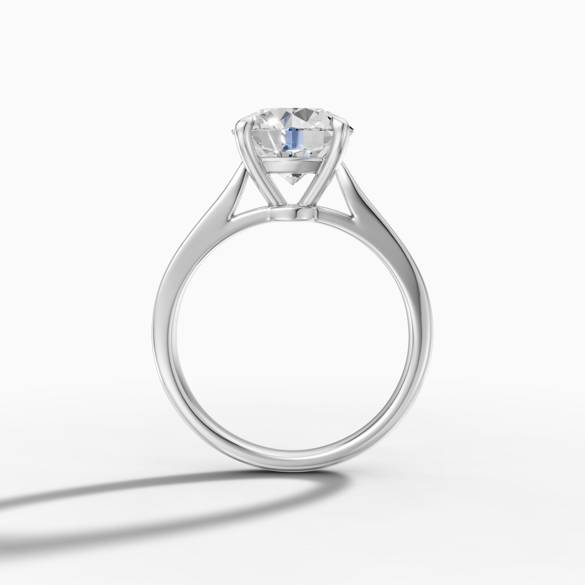 1.03 carat round Lab-Grown Diamond Cathedral Ring — 18K White gold