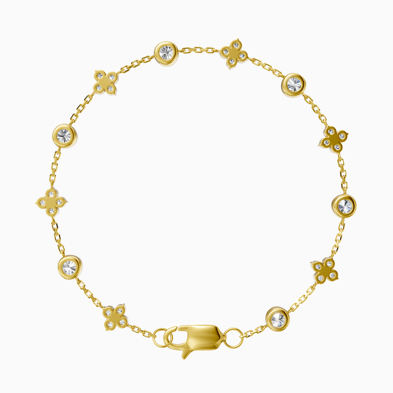 18K Yellow Gold Round Lab-Grown Diamond Tennis Bracelet (1.05ctw, D-E VS-VVS)