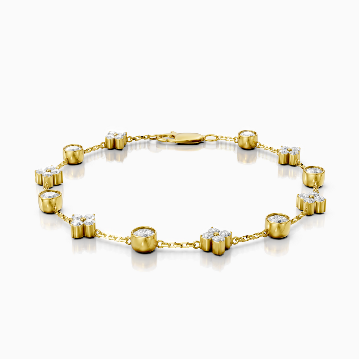 18K Yellow Gold Round Lab-Grown Diamond Tennis Bracelet (1.05ctw, D-E VS-VVS)