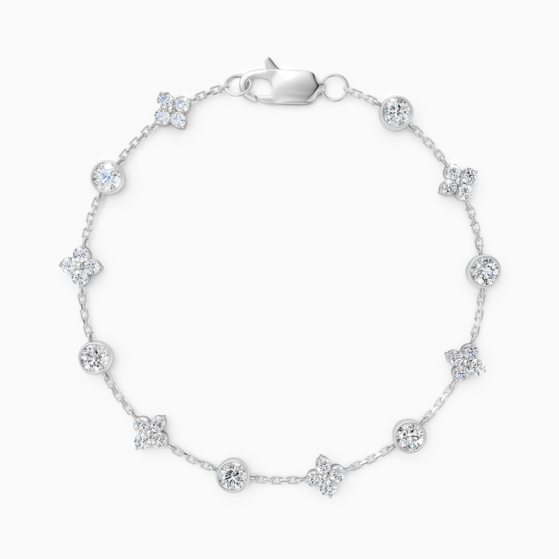18K White Gold Round Lab-Grown Diamond Tennis Bracelet (0.97ctw, D-E VS-VVS)