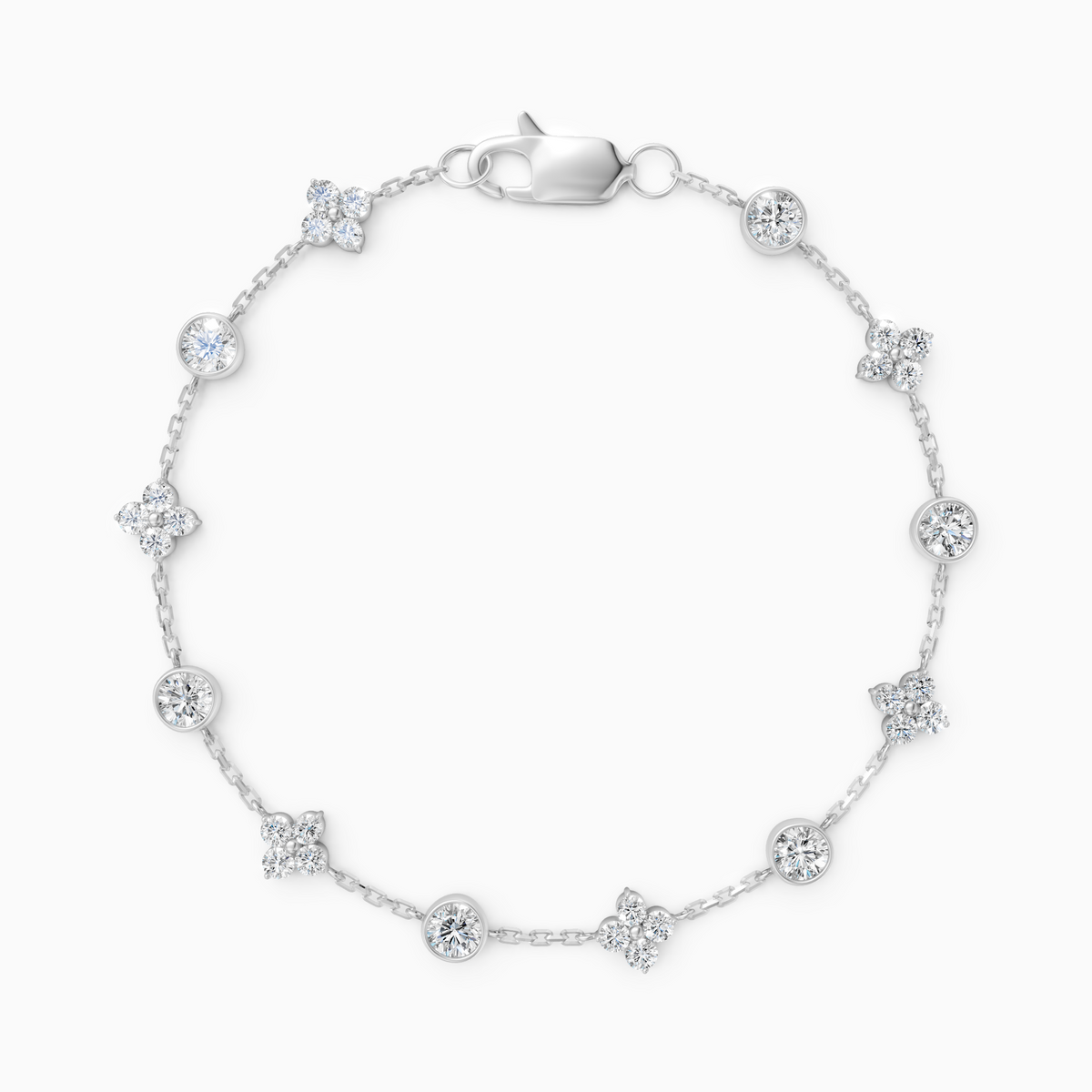 18K White Gold Round Lab-Grown Diamond Tennis Bracelet (0.96ctw, D-E VS-VVS)