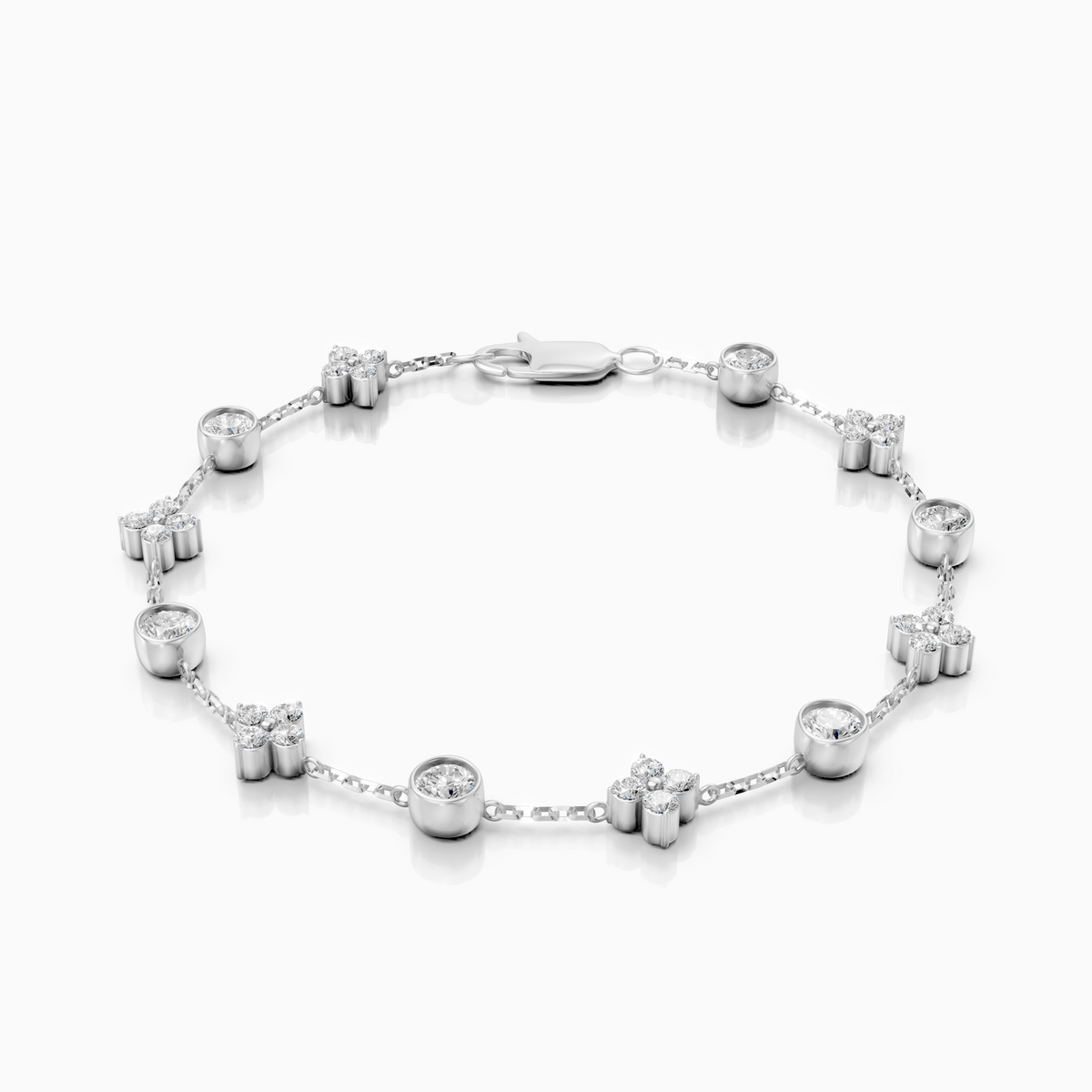 18K White Gold Round Lab-Grown Diamond Tennis Bracelet (0.97ctw, D-E VS-VVS)