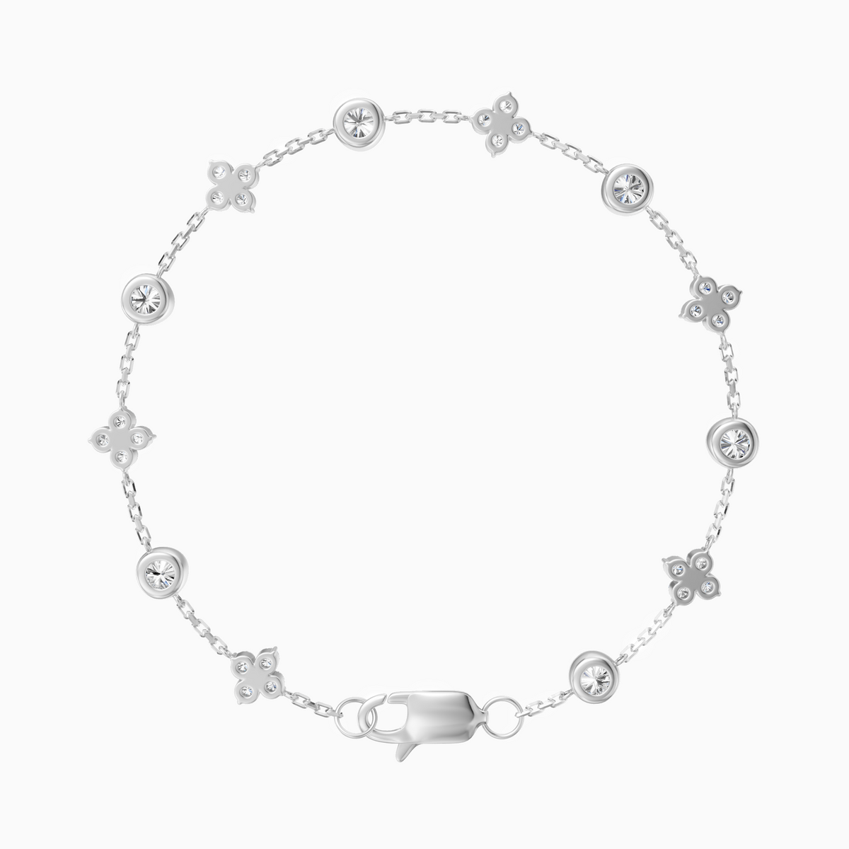 18K White Gold Round Lab-Grown Diamond Tennis Bracelet (0.97ctw, D-E VS-VVS)