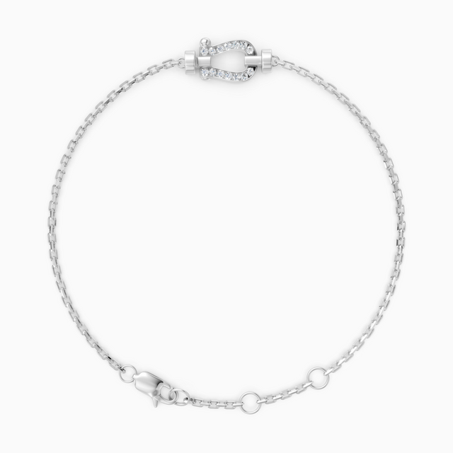 18K White Gold Diamond Accent Bracelet with Round Brilliant Cut Lab-Grown Diamonds