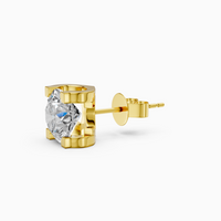 18K Yellow Gold Round Lab-Grown Diamond Stud Earrings (1.00ctw, D-E VVS)