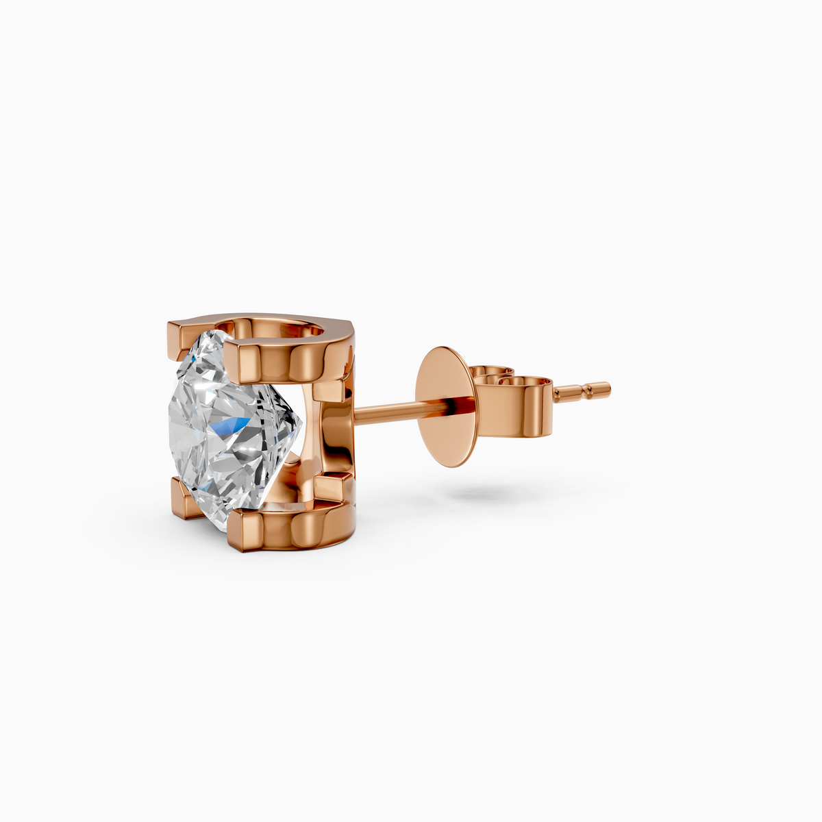 18K Rose Gold D-E VS Round Lab-Grown Diamond Stud Earrings (0.53ctw)