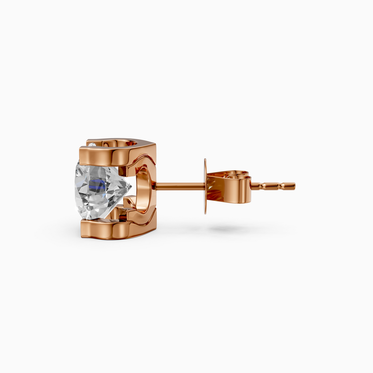 18K Rose Gold D-E VS Round Lab-Grown Diamond Stud Earrings (0.53ctw)