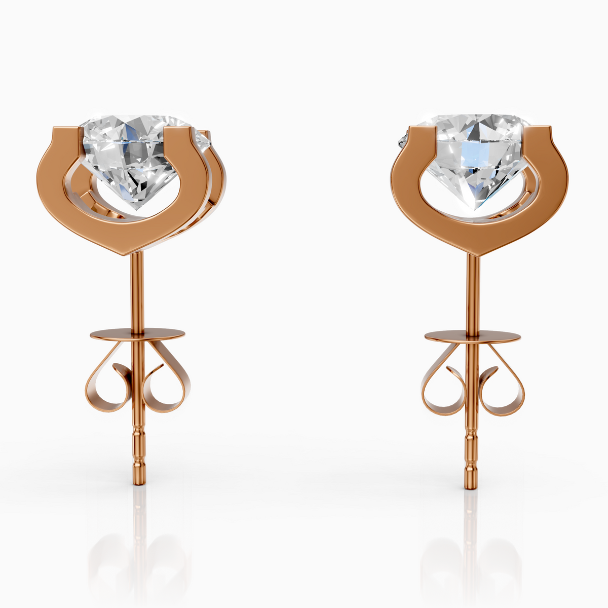 18K Rose Gold D-E VS Round Lab-Grown Diamond Stud Earrings (0.53ctw)