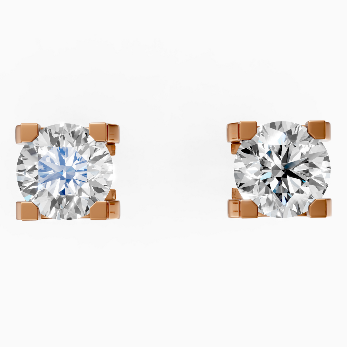 18K Rose Gold D-E VS Round Lab-Grown Diamond Stud Earrings (0.53ctw)