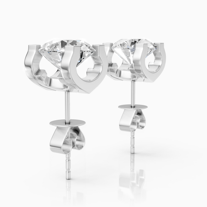 18K White Gold Round Brilliant Cut Lab-Grown Diamond Stud Earrings (2.04ctw, D VVS2)