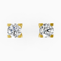 18K Yellow Gold Round Lab-Grown Diamond Stud Earrings (1.00ctw, D-E VVS)