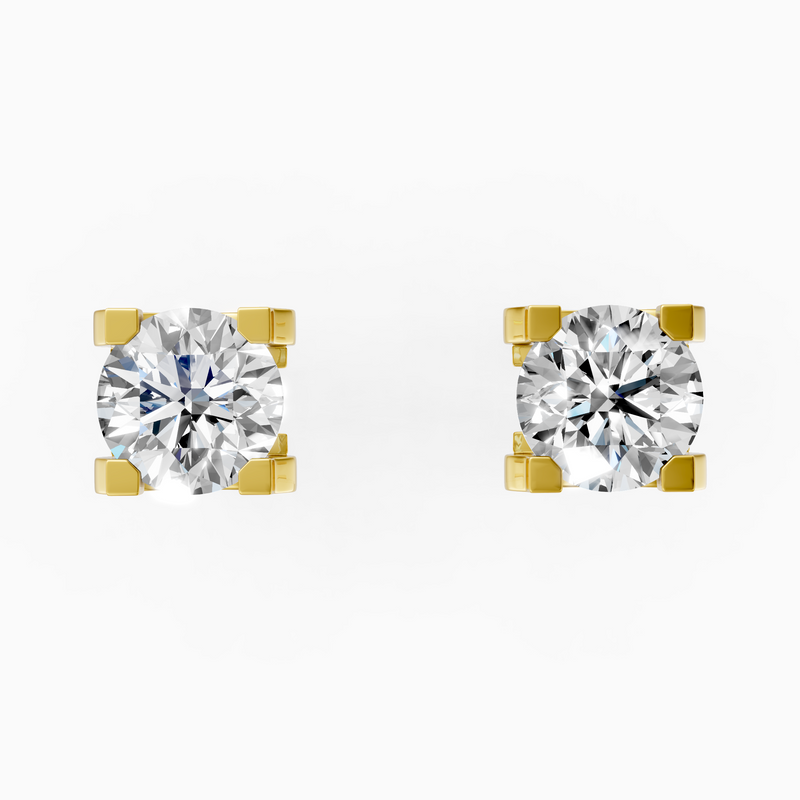 18K Yellow Gold Round Lab-Grown Diamond Stud Earrings (1.00ctw, D-E VVS)