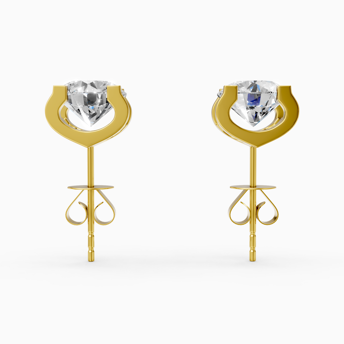 18K Yellow Gold Round Lab-Grown Diamond Stud Earrings (1.00ctw, D-E VVS)
