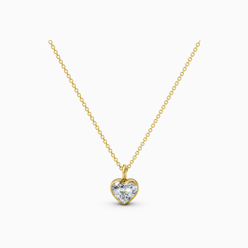18K Yellow Gold 1.10 Carat D VVS2 Heart Shape Lab-Grown Diamond Solitaire Pendant Necklace
