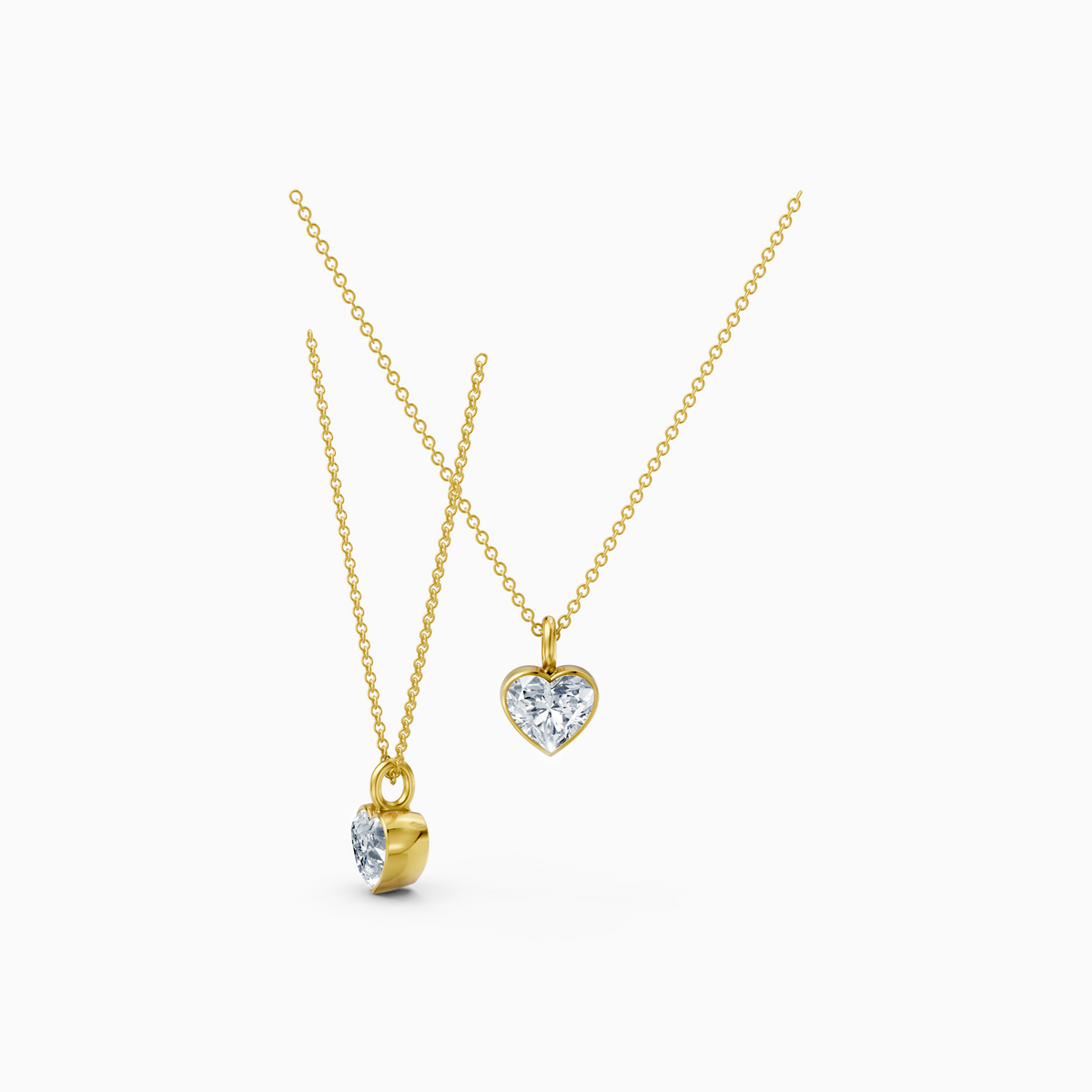 18K Yellow Gold 1.10 Carat D VVS2 Heart Shape Lab-Grown Diamond Solitaire Pendant Necklace