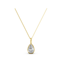 18K Yellow Gold 1.06 Carat D VVS1 Pear Shape Lab-Grown Diamond Solitaire Pendant Necklace