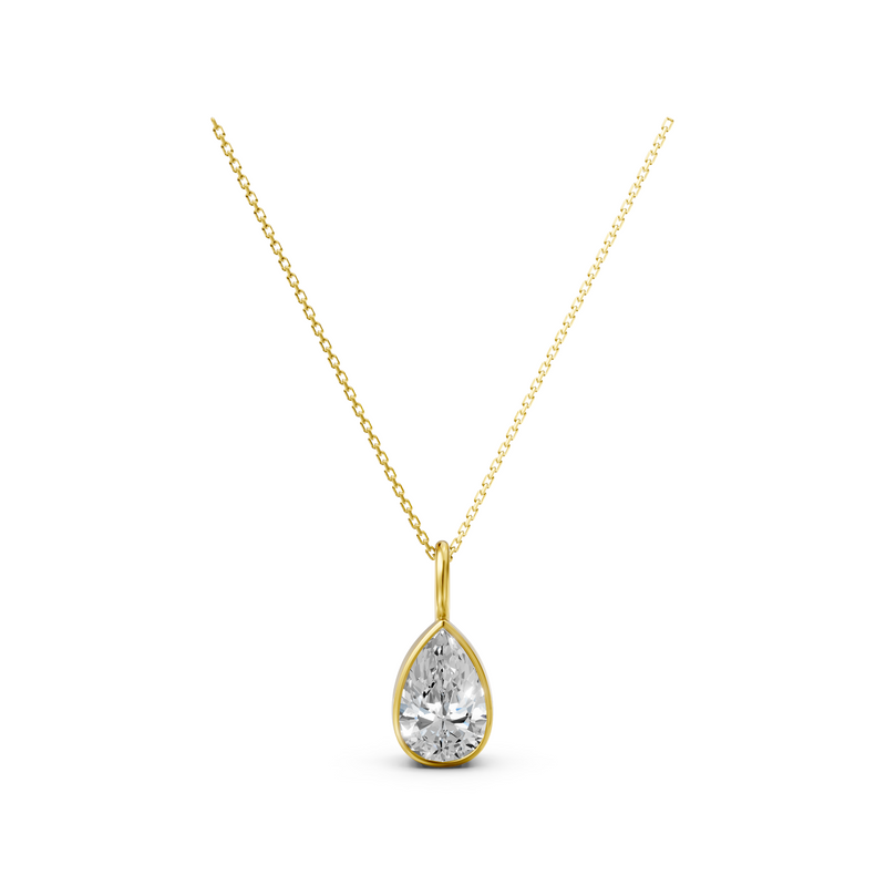 18K Yellow Gold 1.06 Carat D VVS1 Pear Shape Lab-Grown Diamond Solitaire Pendant Necklace