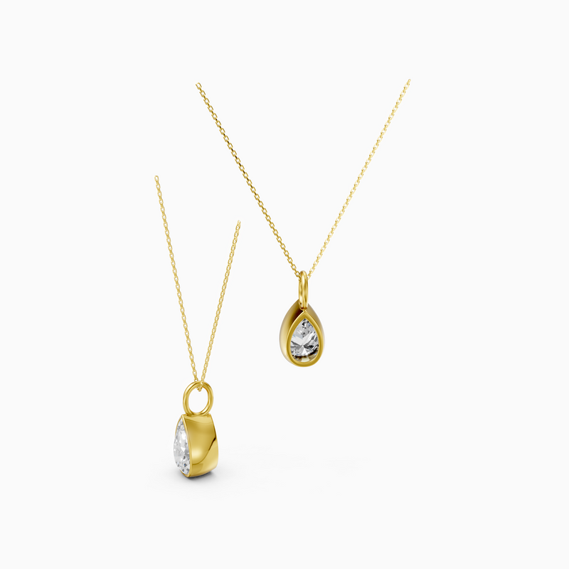 18K Yellow Gold 1.06 Carat D VVS1 Pear Shape Lab-Grown Diamond Solitaire Pendant Necklace