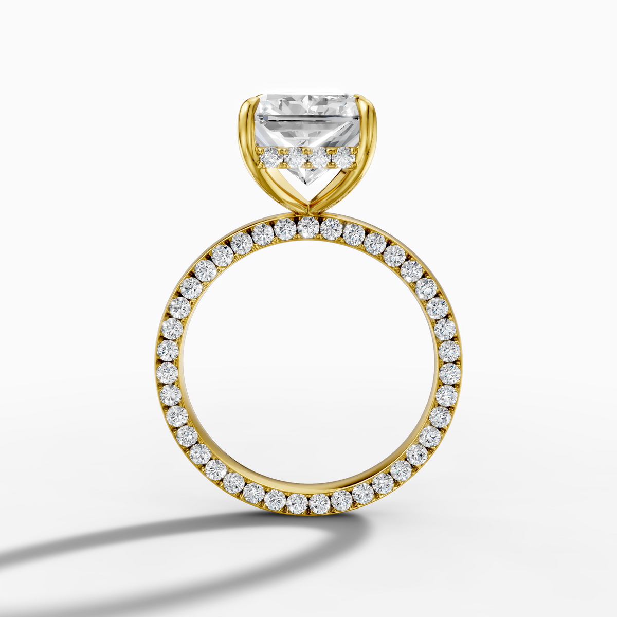 18k gold, 5ct  Radion , hidden halo diamond ring