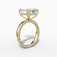 18k gold, 5ct  Radion , hidden halo diamond ring