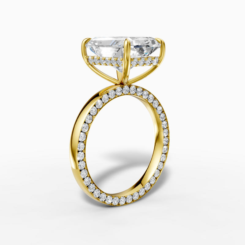 18k gold, 5ct  Radion , hidden halo diamond ring