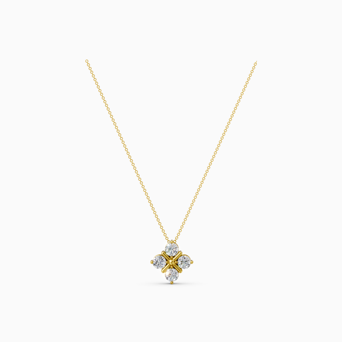 18K White Gold Four-Stone Round Lab-Grown Diamond Pendant Necklace (1.70ct, D-E VS-VVS)