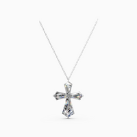 18K White Gold 2.04 Carat Lab-Grown Diamond Cross Pendant Necklace (D-E VVS)