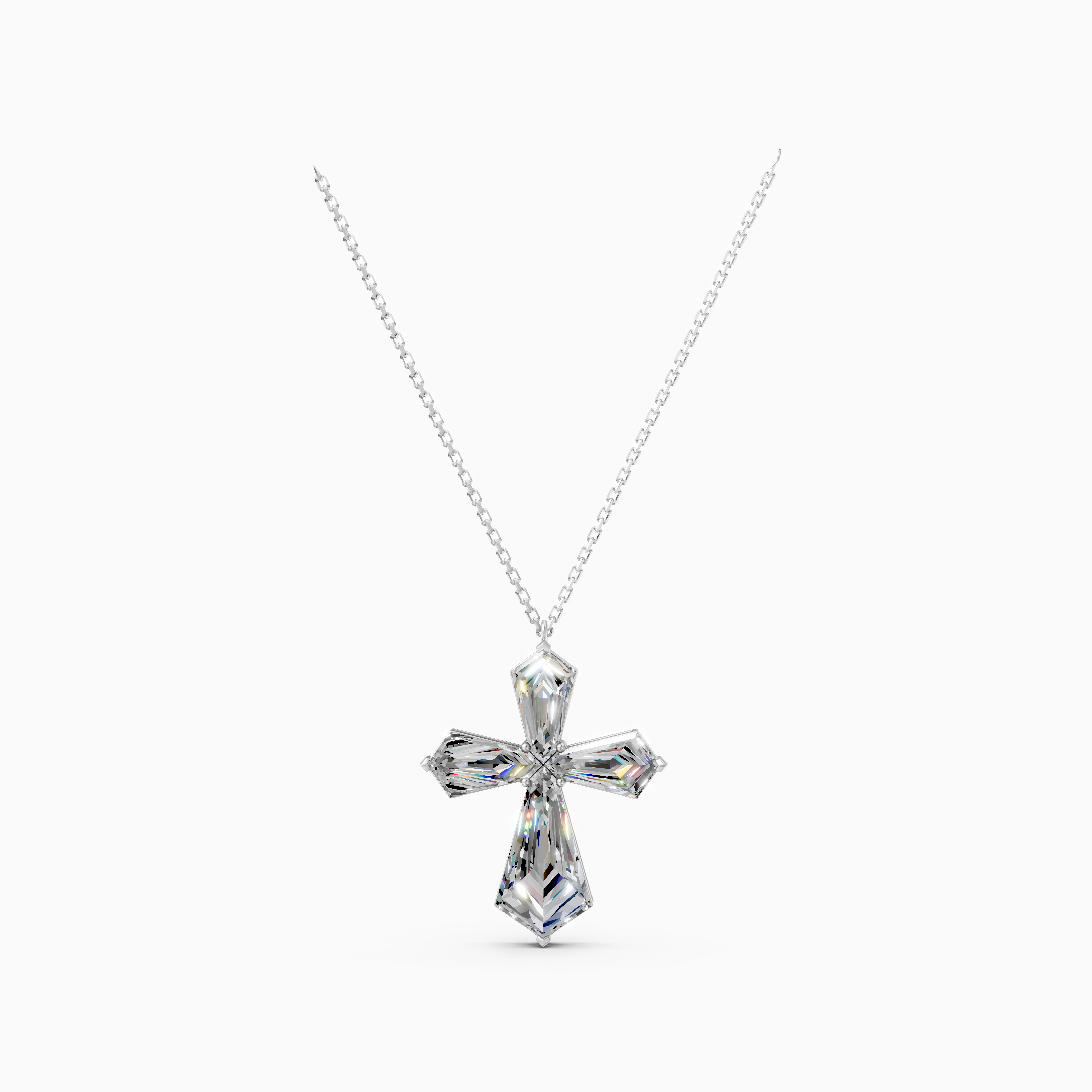 18K White Gold 2.04 Carat Lab-Grown Diamond Cross Pendant Necklace (D-E VVS)